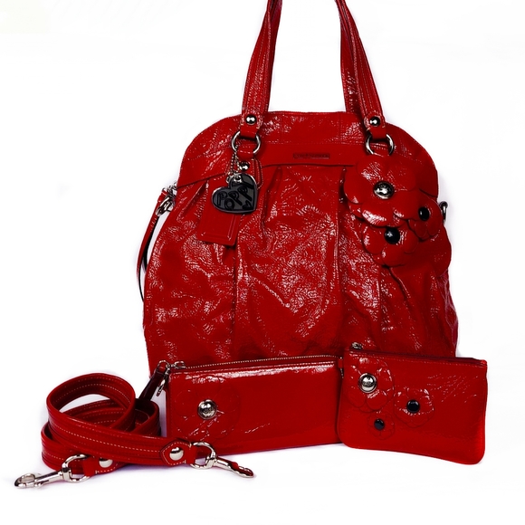 4 PCS/COACH LTD ED COACH PATENT LEATHER POPPY w/WALLET